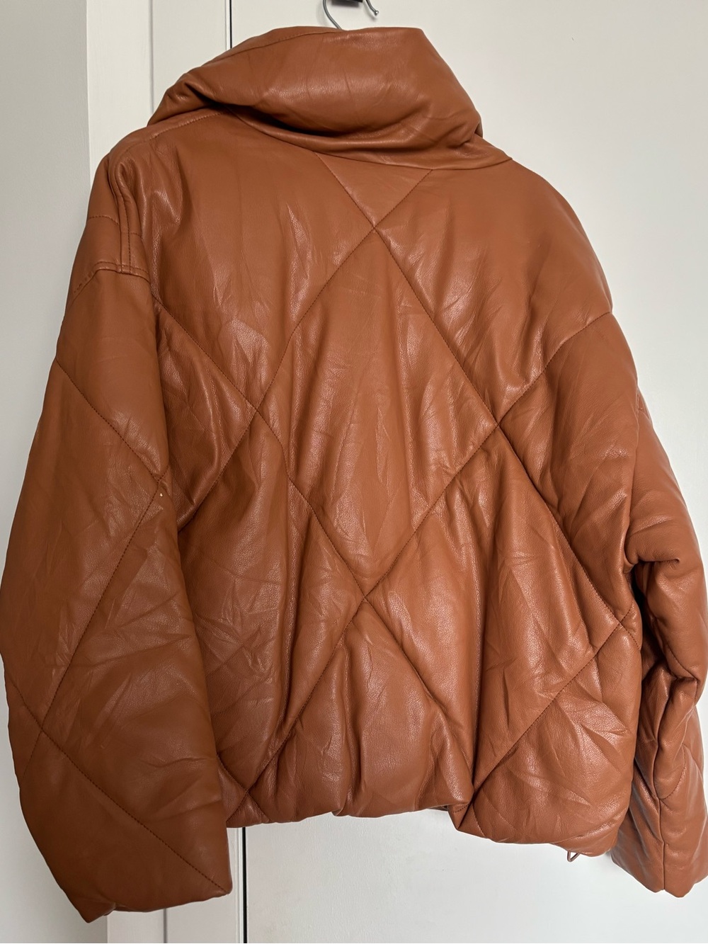 Abercrombie & Fitch Women's Diamond Puffer - Vegan Leather - Tan - Medium - Picture 6 of 12